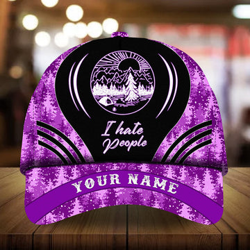 Max Corners I Hate People Camping Art Pine tree pattern 5 Custom 3D Cap