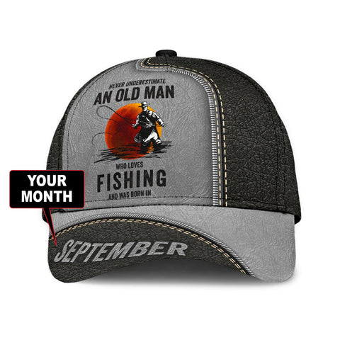 Maxcorners Custom Month Never Underestimate An Old Man Fishing D Print Cap