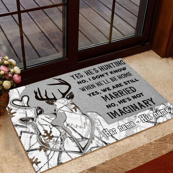Maxcorners Loralle My Husband Is A Hunter Hunting Door Mat 3D Personalized - White