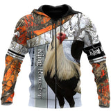 Maxcorners Rooster King Camo In Snow All Over Printed Hoodie