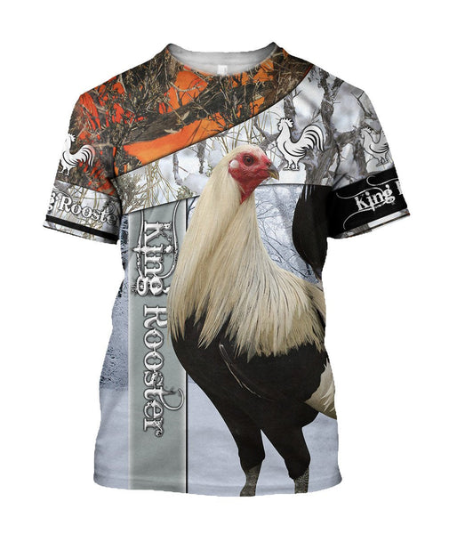Maxcorners Rooster King Camo In Snow All Over Printed Hoodie