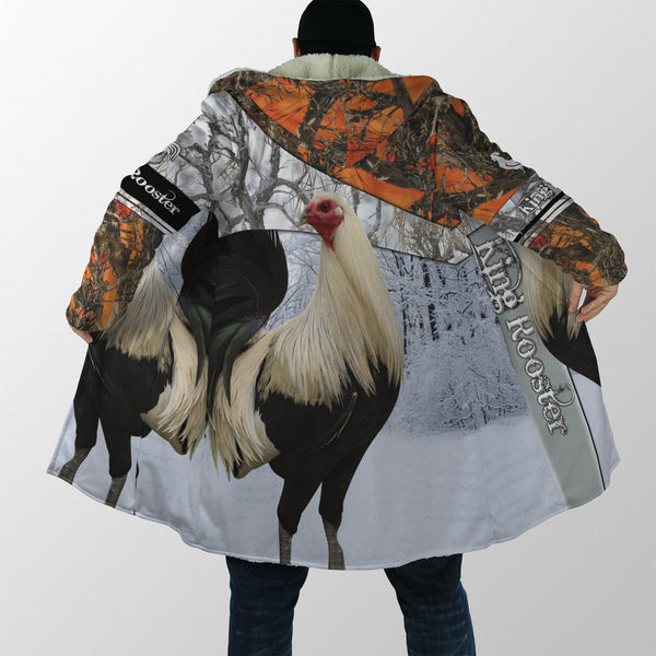 Maxcorners Rooster King Camo In Snow All Over Printed Hoodie