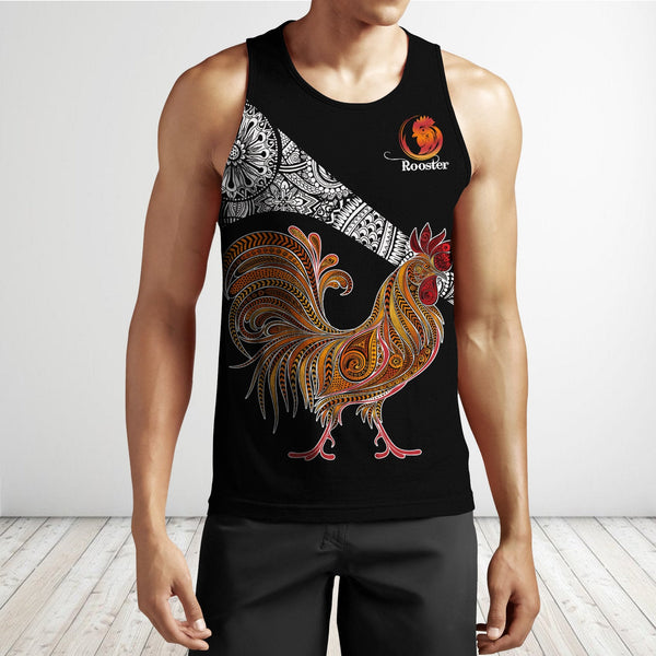 Maxcorners Rooster King Tribal Pattern All Over Printed Unisex Deluxe Hoodie