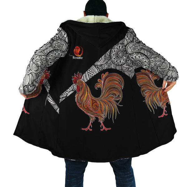 Maxcorners Rooster King Tribal Pattern All Over Printed Unisex Deluxe Hoodie