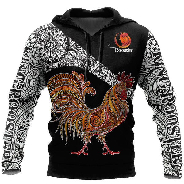 Maxcorners Rooster King Tribal Pattern All Over Printed Unisex Deluxe Hoodie