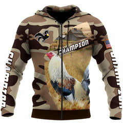 Maxcorners Champion Rooster All Over Printed Unisex Deluxe Hoodie