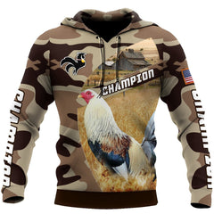 Maxcorners Champion Rooster All Over Printed Unisex Deluxe Hoodie