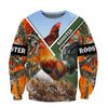 Maxcorners King Rooster 3D Over Printed Orange Unisex Deluxe Hoodie