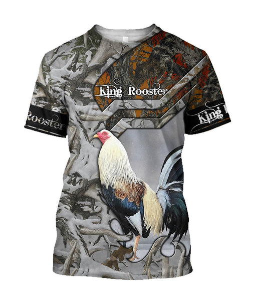 Maxcorners Rooster King Camo Grey All Over Printed Hoodie