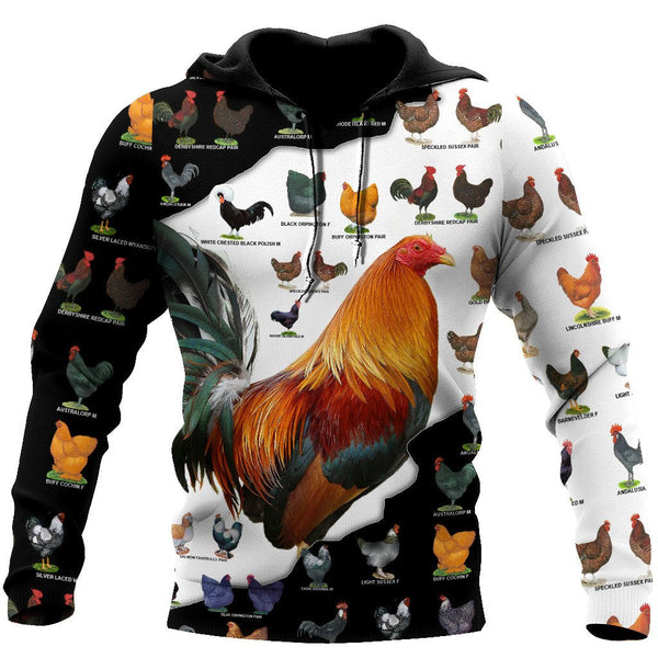 Maxcorners Rooster Among Other Smaller Roosters All Over Printed Unisex Deluxe Hoodie