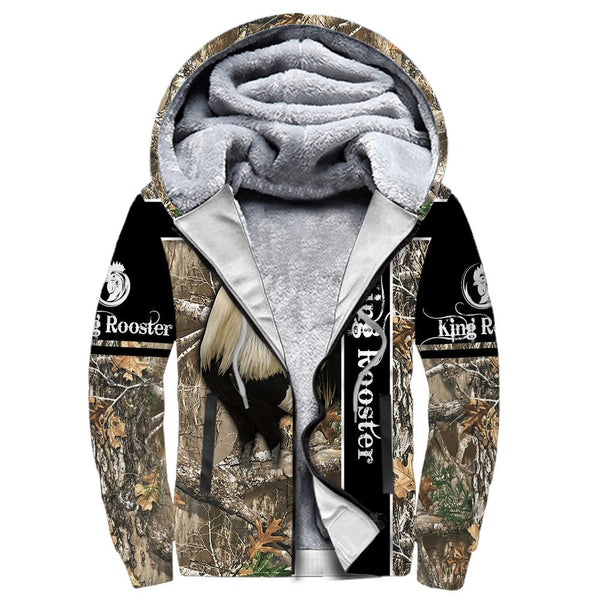 Maxcorners Rooster King Camo In Forest All Over Printed Hoodie