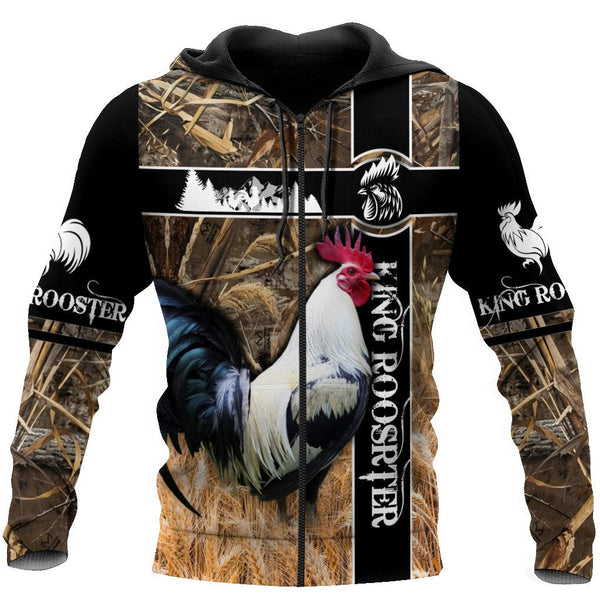 Maxcorners Rooster King Camo Fiead All Over Printed Hoodie