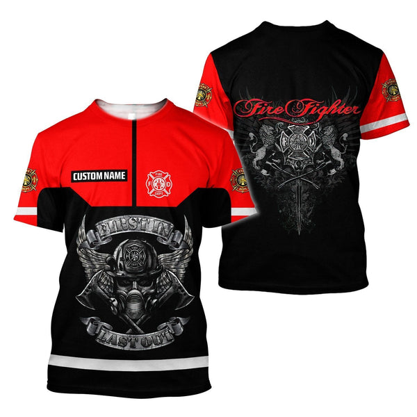 Maxcorners Personalized Firefighter 3D Red Shirt