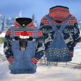 Maxcorners Black Angus Cattle Christmas Knitting Pattern 3D Hoodie