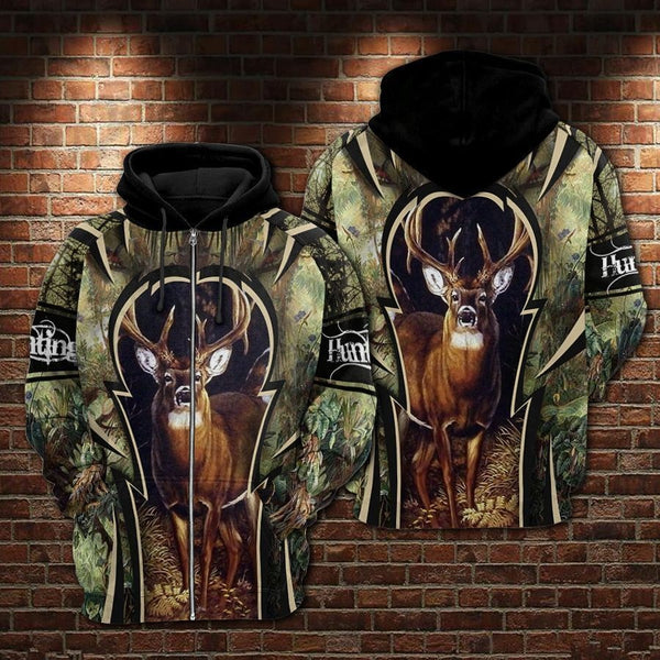 Maxcorners Deer Hunter 3D Over Printed Hoodie