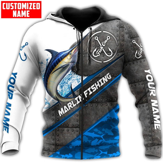 Maxcorners Marlin Fishing Jump In Boat Personalized Name 3D Shirt
