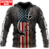 Maxcorners Fishing Hook American Flag Camo Personalized Name 3D Shirt